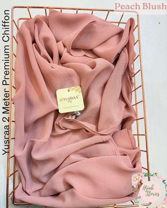 Peach Blush Yusraa 2 Meter Chiffon Hijabs
