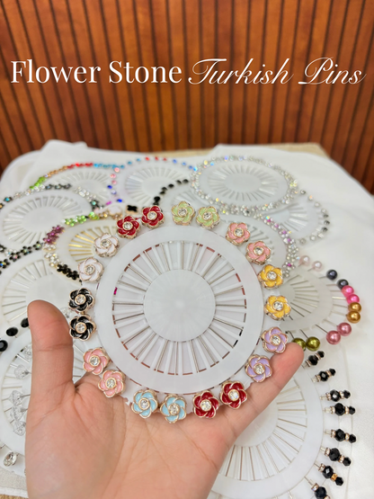 Flower Stone Hijab Turkish Pins