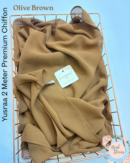 Olive Brown Yusraa 2 Meter Chiffon Hijabs