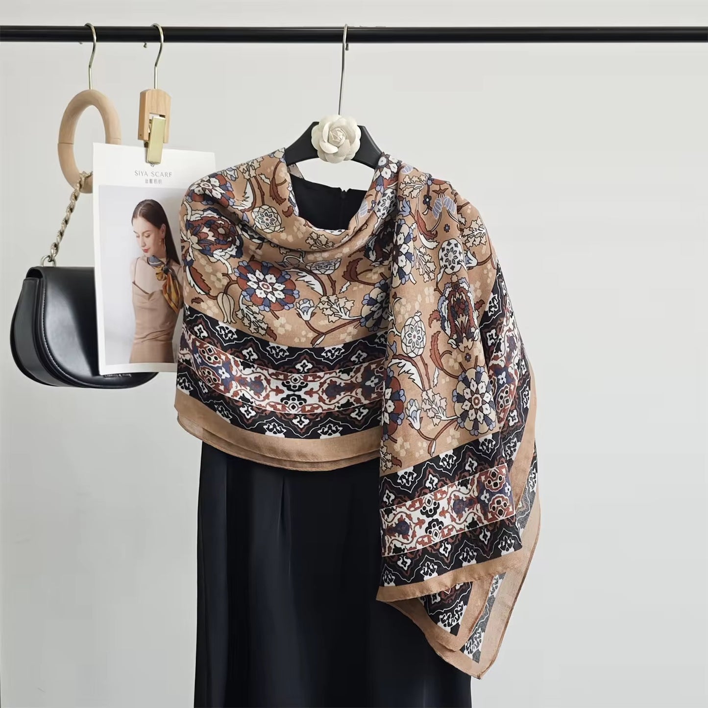 Sand Roblox Flower Printed Viscose Scarf