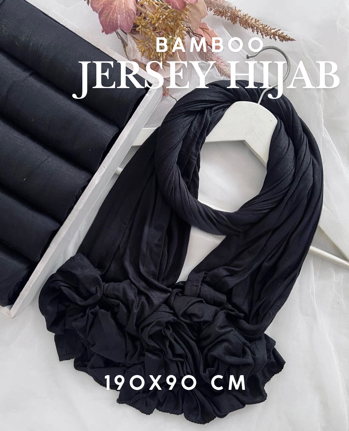 Black Bamboo Jersey Hijab Big Size