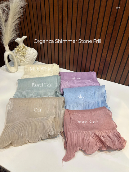Organza Shimmer Stone Frill Hijabs Summer Edition 26’