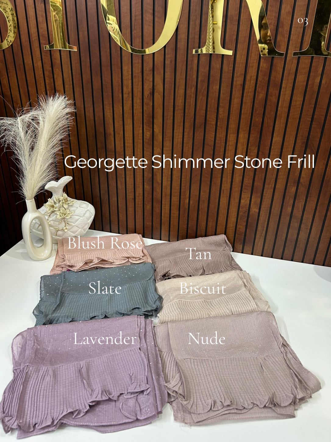 Georgette Shimmer Stone Frill Hijabs Summer Edition 26’