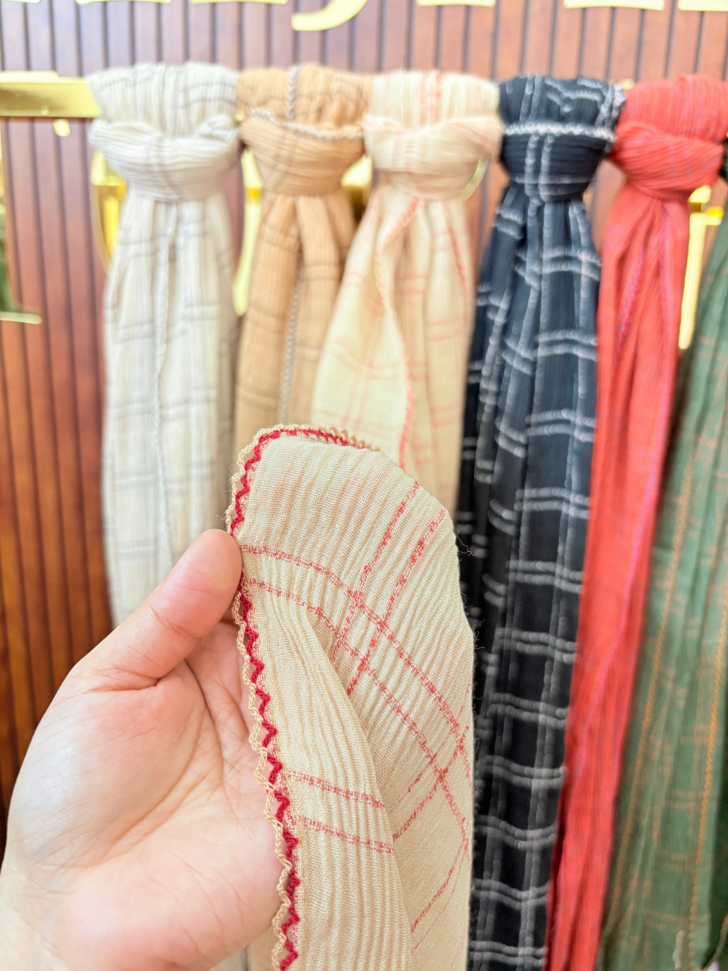 Check Cotton Crochet Hijabs