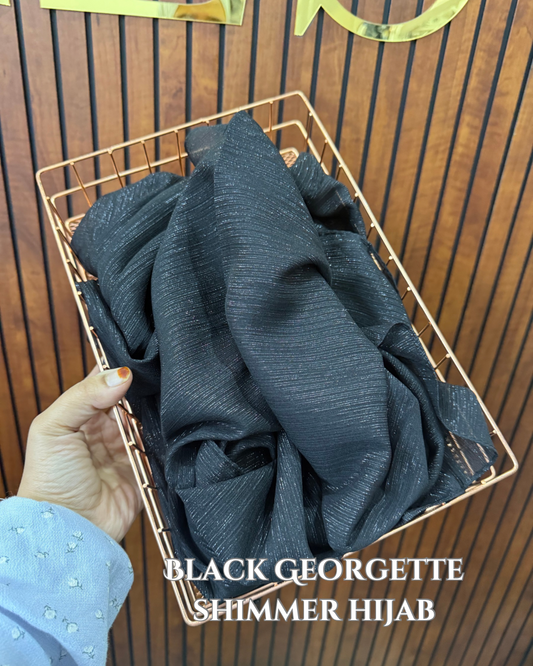 Black Georgette Shimmer Hijabs