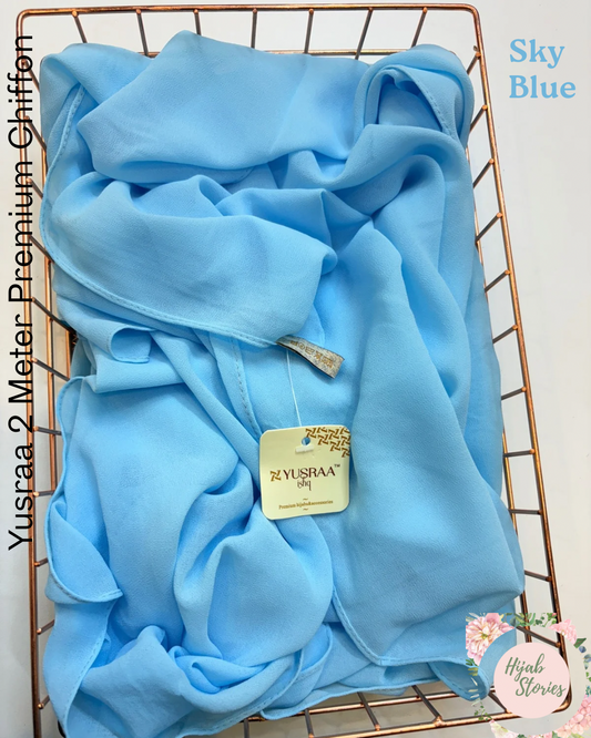 Sky Blue Yusraa 2 Meter Chiffon Hijabs
