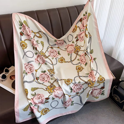 Sierra Bloom Pink Printed Square Scarf