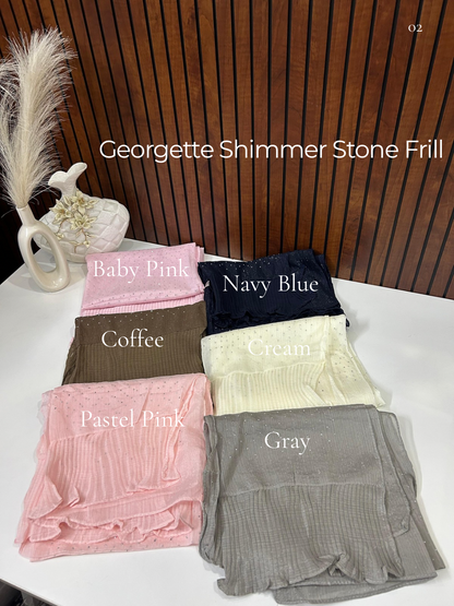 Georgette Shimmer Stone Frill Hijabs Summer Edition 26’
