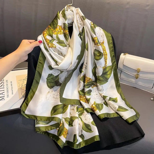 Golden Chains Printed Silk Scarf