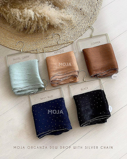MOJA Organza Dew Drop With Silver Chain Hijabs