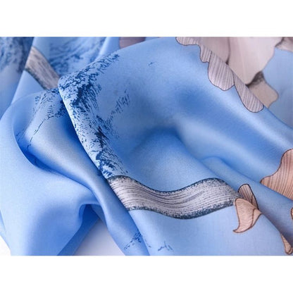 Ink Blue Royal Printed Silk Scarf