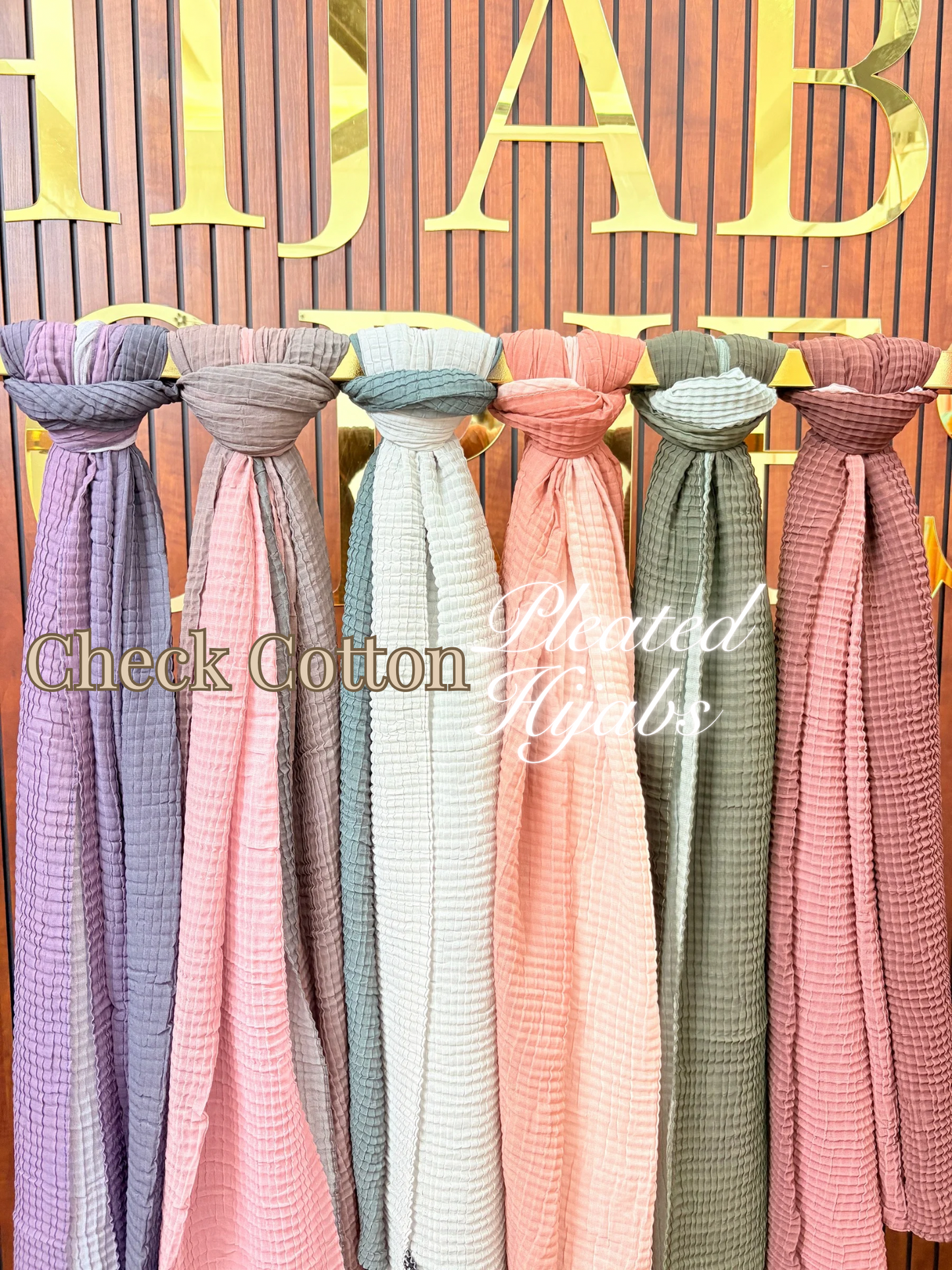 Check Cotton Pleated Hijabs