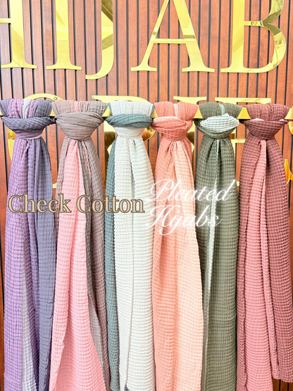 Check Cotton Pleated Hijabs