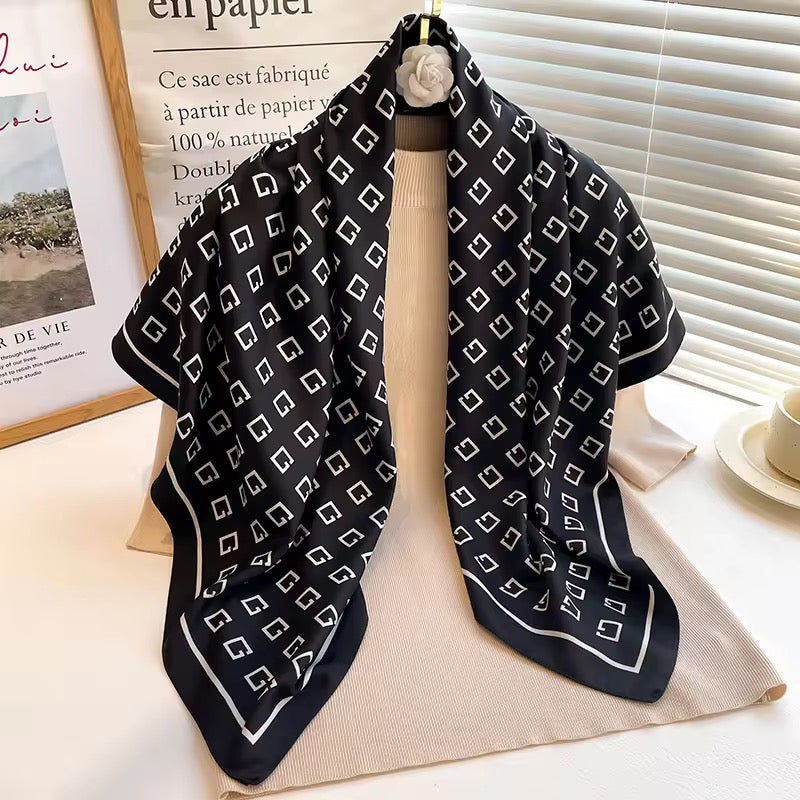 Luxe Black Square Scarf