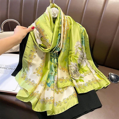 Whimsy Green Printed Silk Scarf