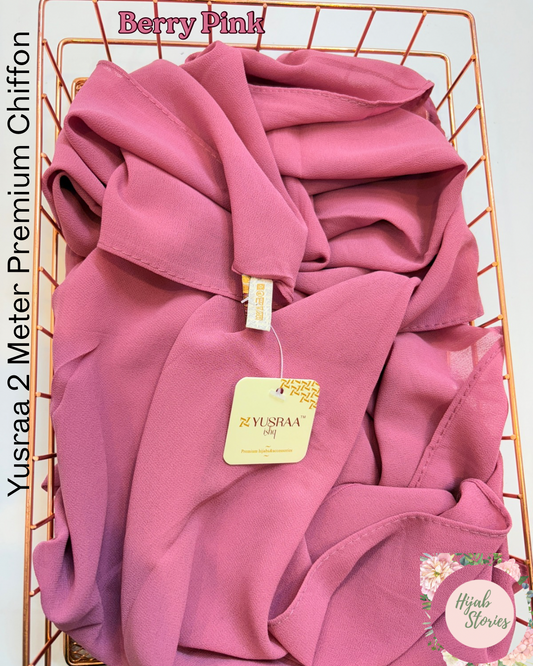 Berry Pink Yusraa 2 Meter Chiffon Hijabs