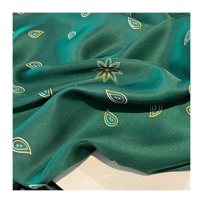 Elegant Emerald Printed Silk Scarf