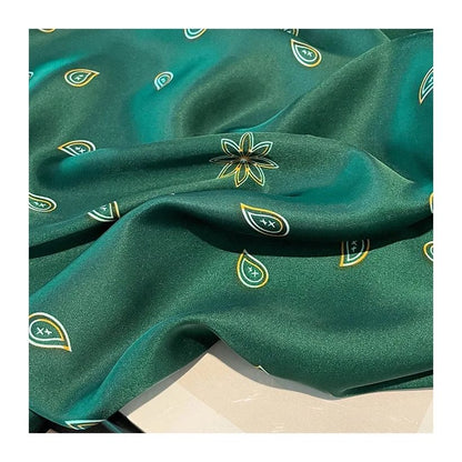 Elegant Emerald Printed Silk Scarf