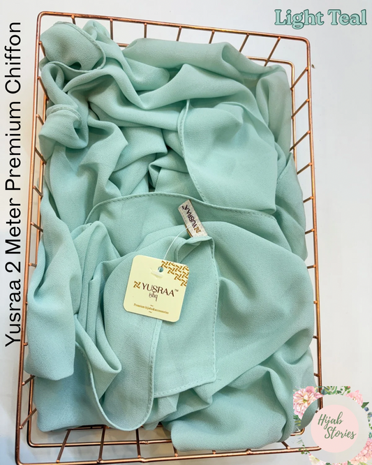 Light Teal Yusraa 2 Meter Chiffon Hijabs