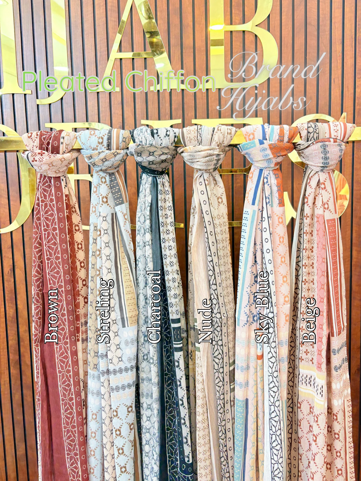 Pleated Chiffon Brand Print Hijabs 1