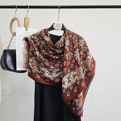 Maroon Roblox Flower Printed Viscose Scarf
