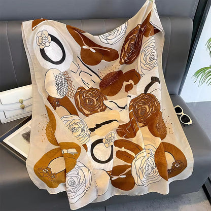 Abstract Rose Printed Viscose Scarf