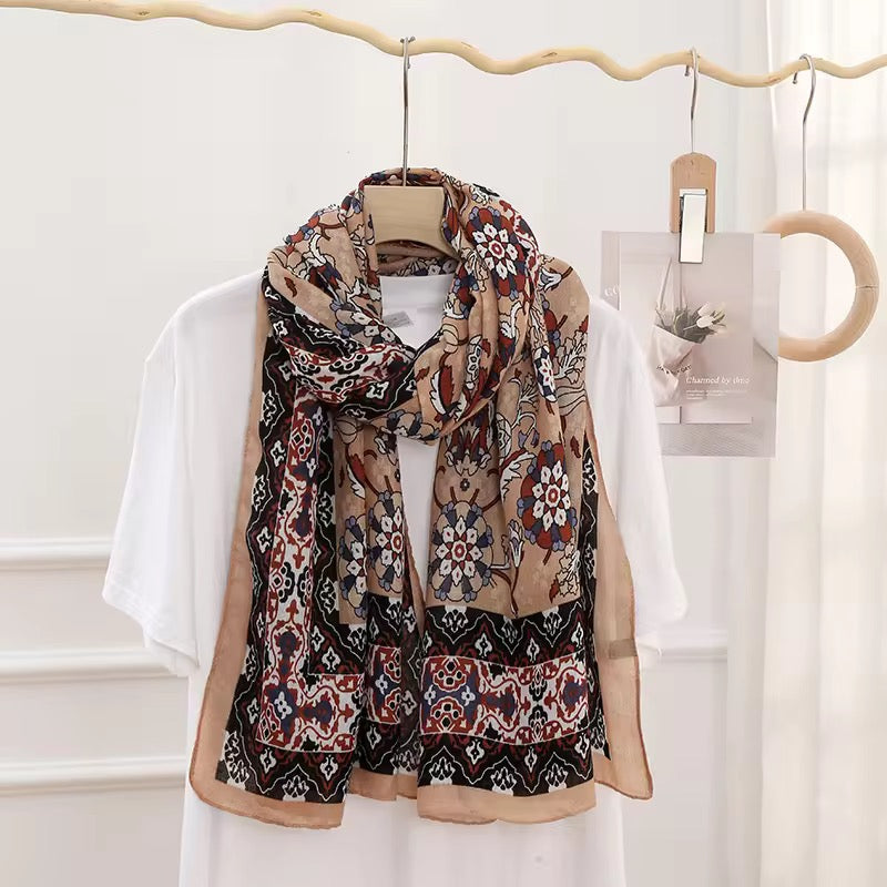 Sand Roblox Flower Printed Viscose Scarf