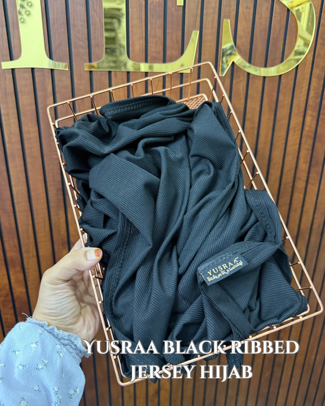 Yusraa Black Ribbed Jersey Hijabs