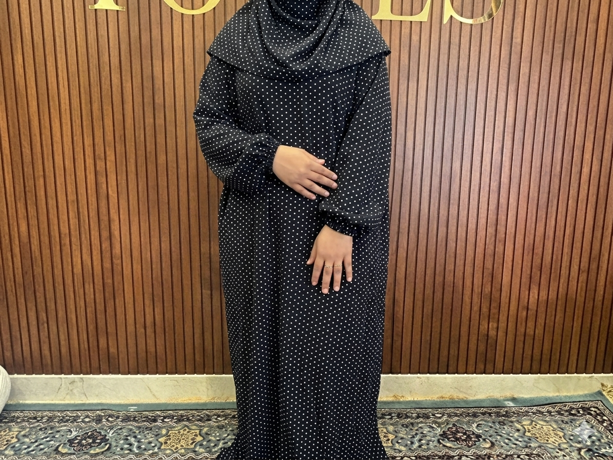 Jersey Polka dot Prayer Dress with attached Makhna
