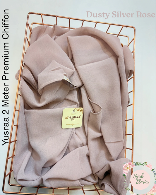 Dusty Silver Rose Yusraa 2 Meter Chiffon Hijabs