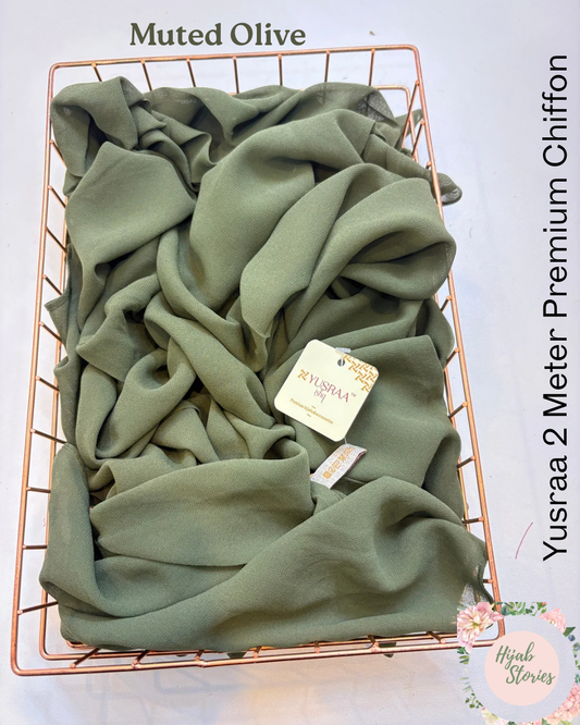 Muted Olive Yusraa 2 Meter Chiffon Hijabs