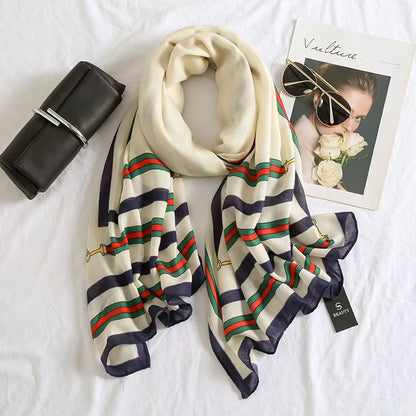 Stripe Chain Printed Viscose Scarf