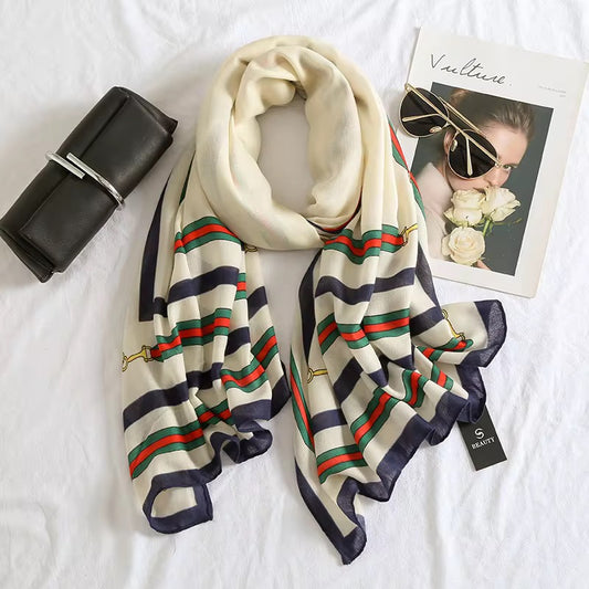 Stripe Chain Printed Viscose Scarf