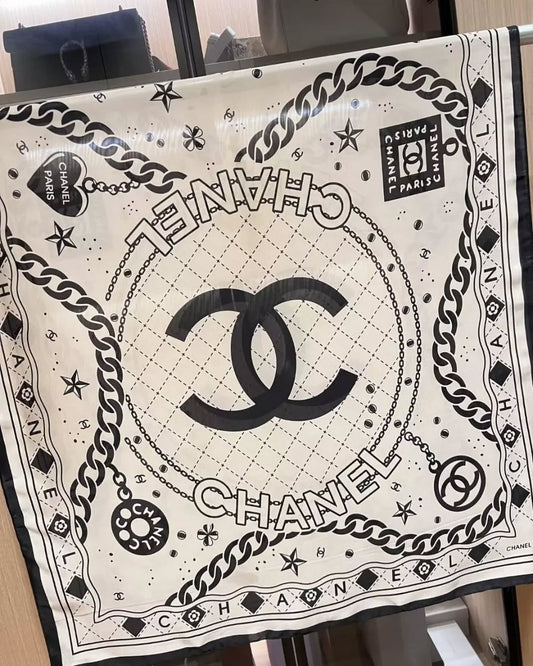 Brand Printed CH Silk Scarf