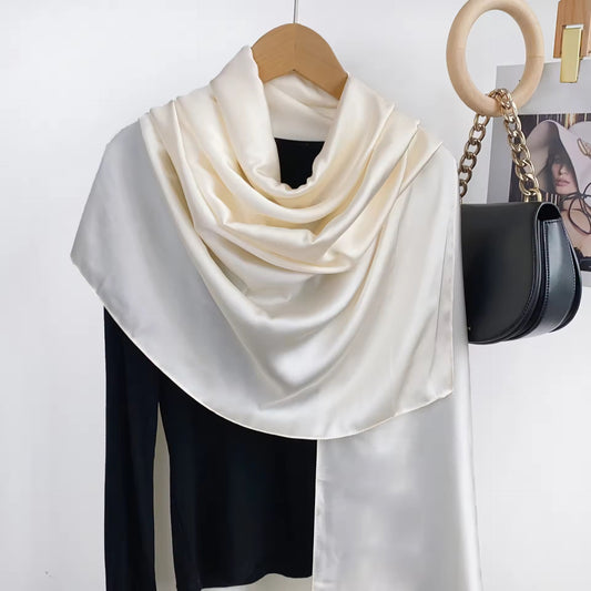 Silk Satin Scarves - Milk White