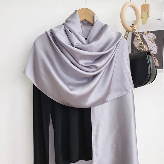 Silk Satin Scarves - Lilac Bloom