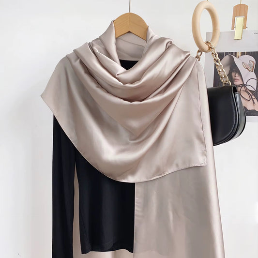 Silk Satin Scarves - Almond