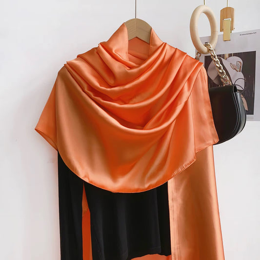 Silk Satin Scarves - Tangerine