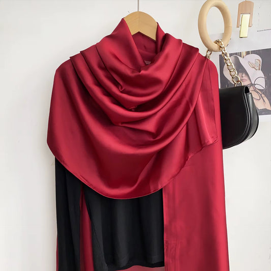 Silk Satin Scarves - Maroon
