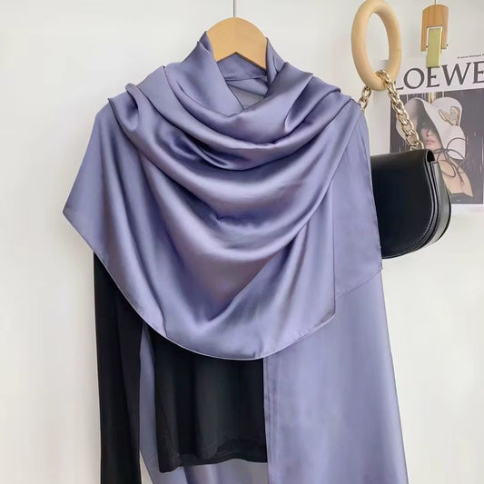 Silk Satin Scarves - Lavender Gray