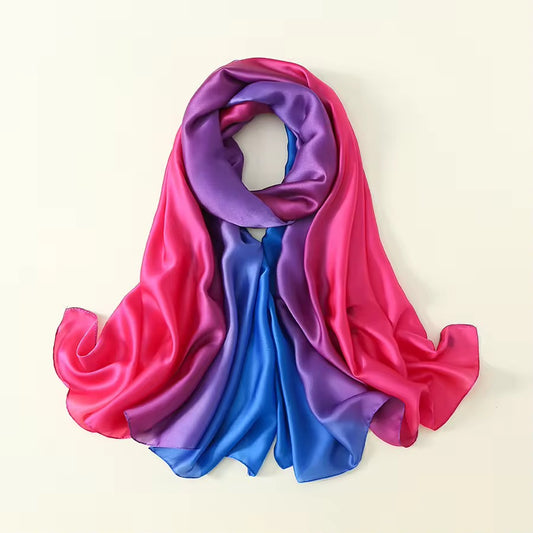 Megenta Ombre Printed Silk Scarf
