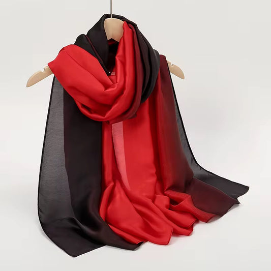 Ruby Ombre Printed Silk Scarf
