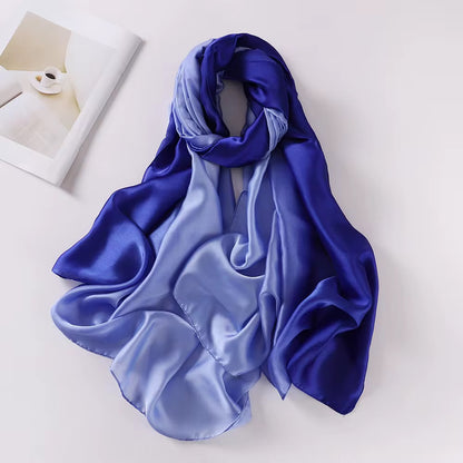 Blue Ombre Printed Silk Scarf