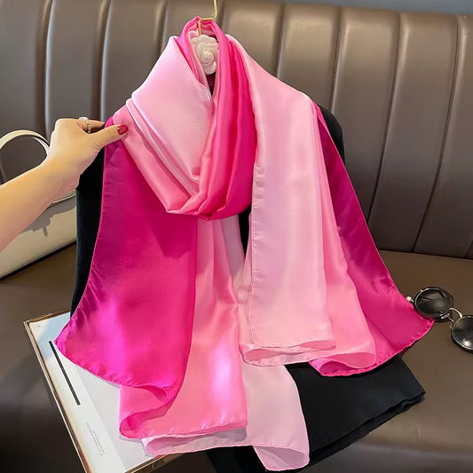 Pink Bloom Ombre Printed Silk Scarf