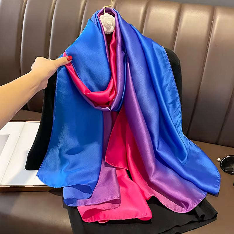 Megenta Ombre Printed Silk Scarf