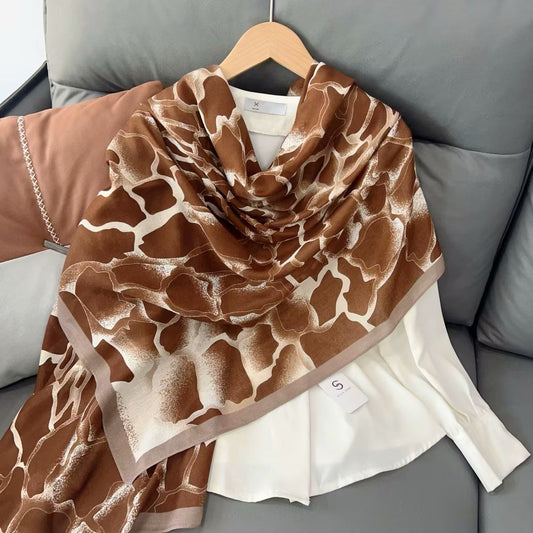 Marble Coffee Printed Viscose Scarf