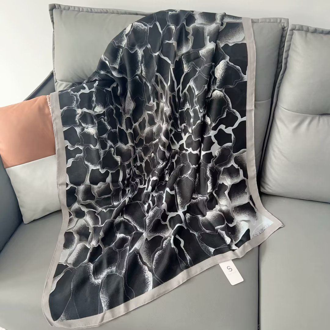 Marble Black Printed Viscose Scarf