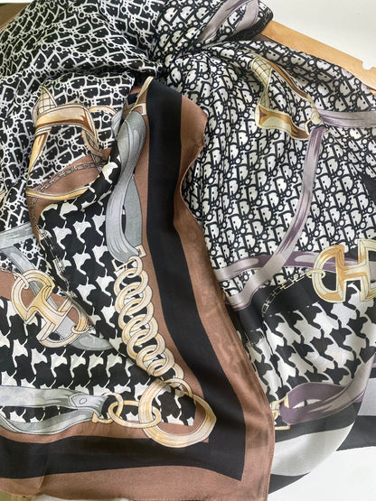 L New Coco Printed Silk Scarf