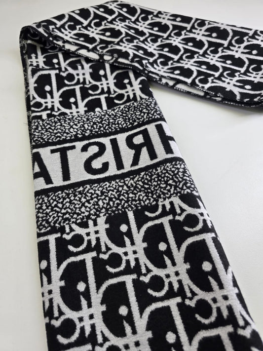 Black and White CD Brand Printed Winter Shawls