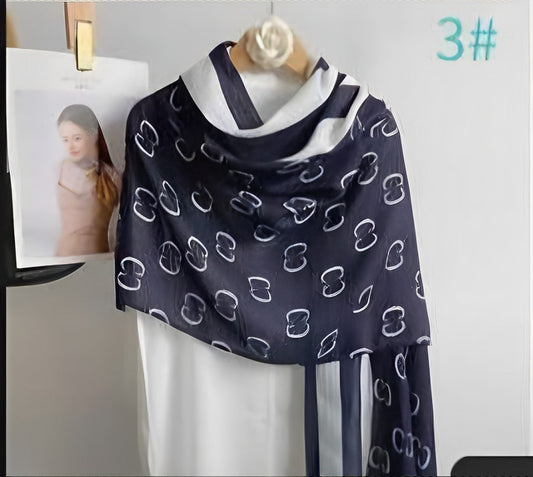 CC Blue Printed Viscose Scarf